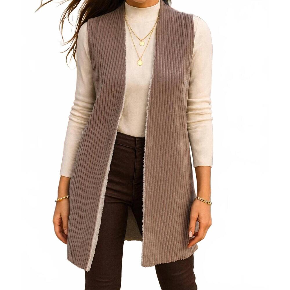 NEW LTX SPORTSWEAR ribbed sherpa vest in smoky grey
